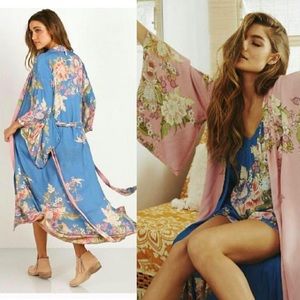 SPELL Blue Skies Reversible KIMONO Maxi Duster NEW